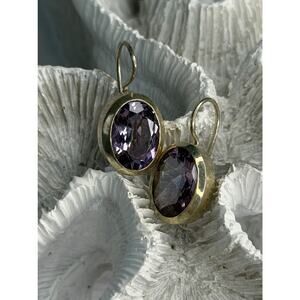 Beautiful Vintage 925 Sterling Silver Amethyst Earrings